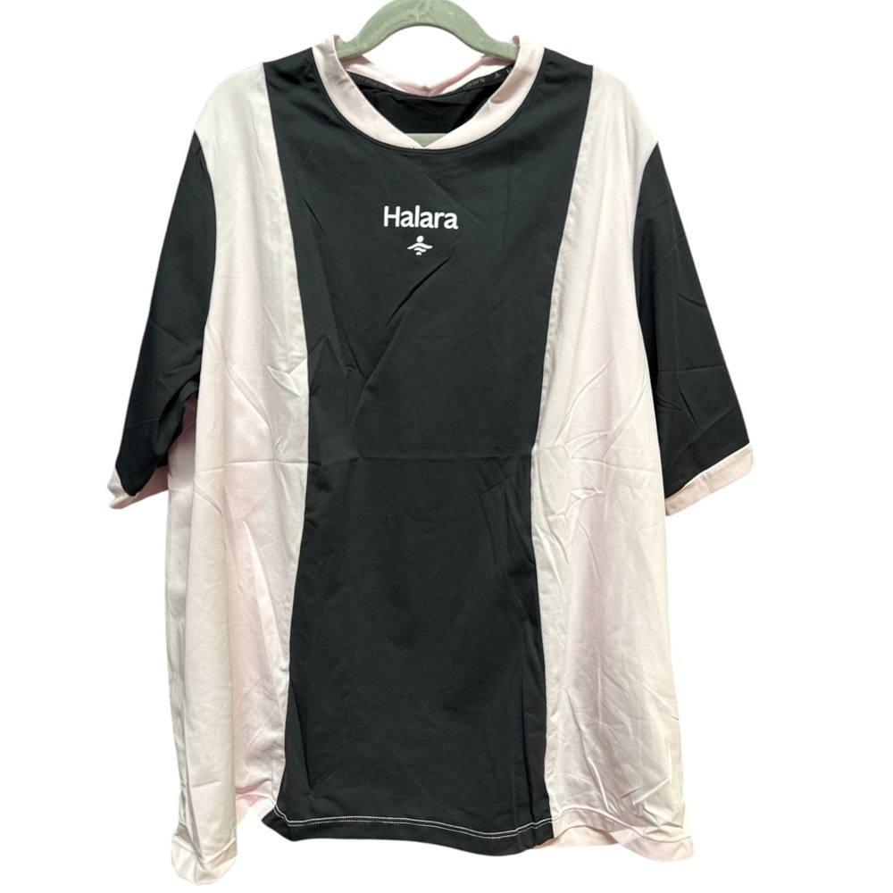 Halara Womens V Neck Athletic Swim Top Pink Black Colorblock Size Medium NWT